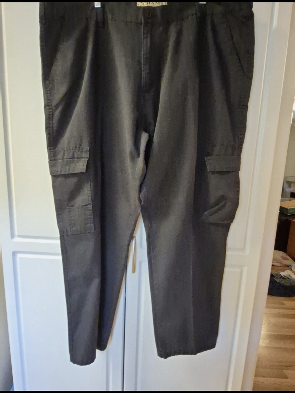 Chams Black Cargo Pants with Side Flap Pockets
